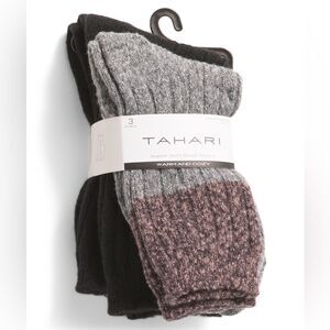 TAHARI Ladies Black Gray Multi Knit Stretch Super Soft Boot Socks 3 pack